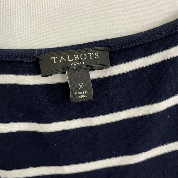 Talbots Navy Striped Tassel Belted Embroidered Jersey Maxi Dress X Plus XXL - Picture 4 of 5